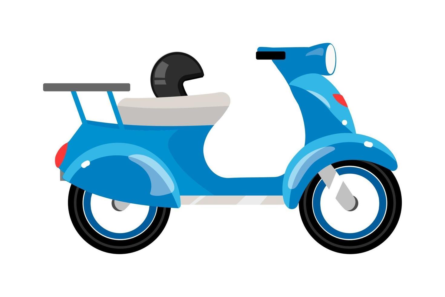 blå motorcykel halv platt färgobjekt vektor