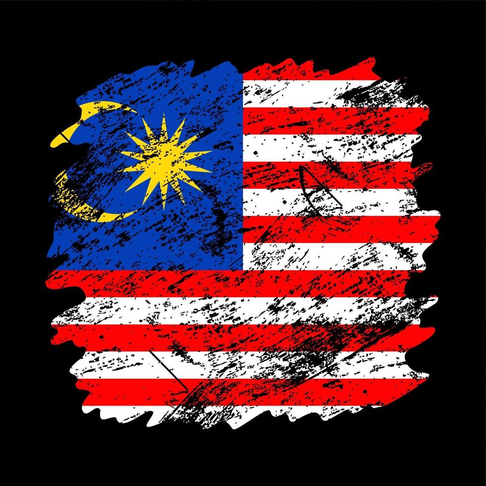 malaysia flagge grunge pinsel hintergrund vektor