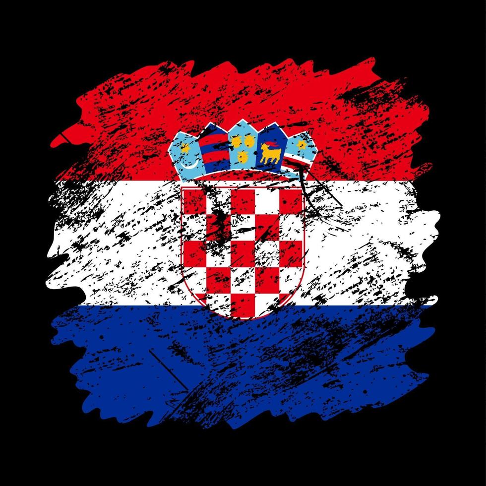 Kroatiens flagga grunge pensel bakgrund vektor