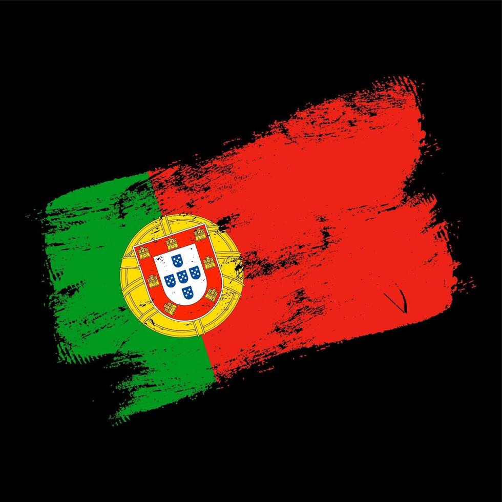 portugal flagga grunge pensel bakgrund. vektor