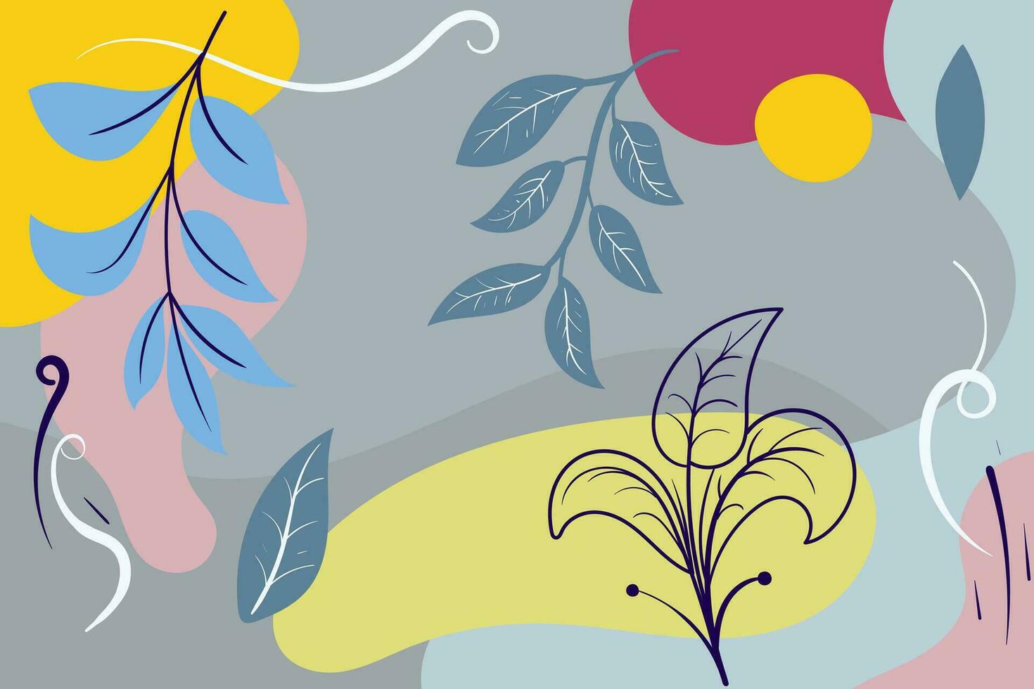 abstrakt Blumen- Hintergrund modern modisch minimalistisch Stil Hand gezeichnet vektor