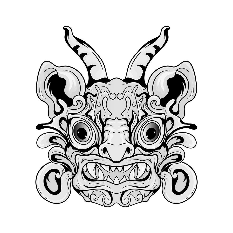 monster barong kultur illustration i svart och vit. illustration Bra för tatueringar och tshirt kläder design vektor