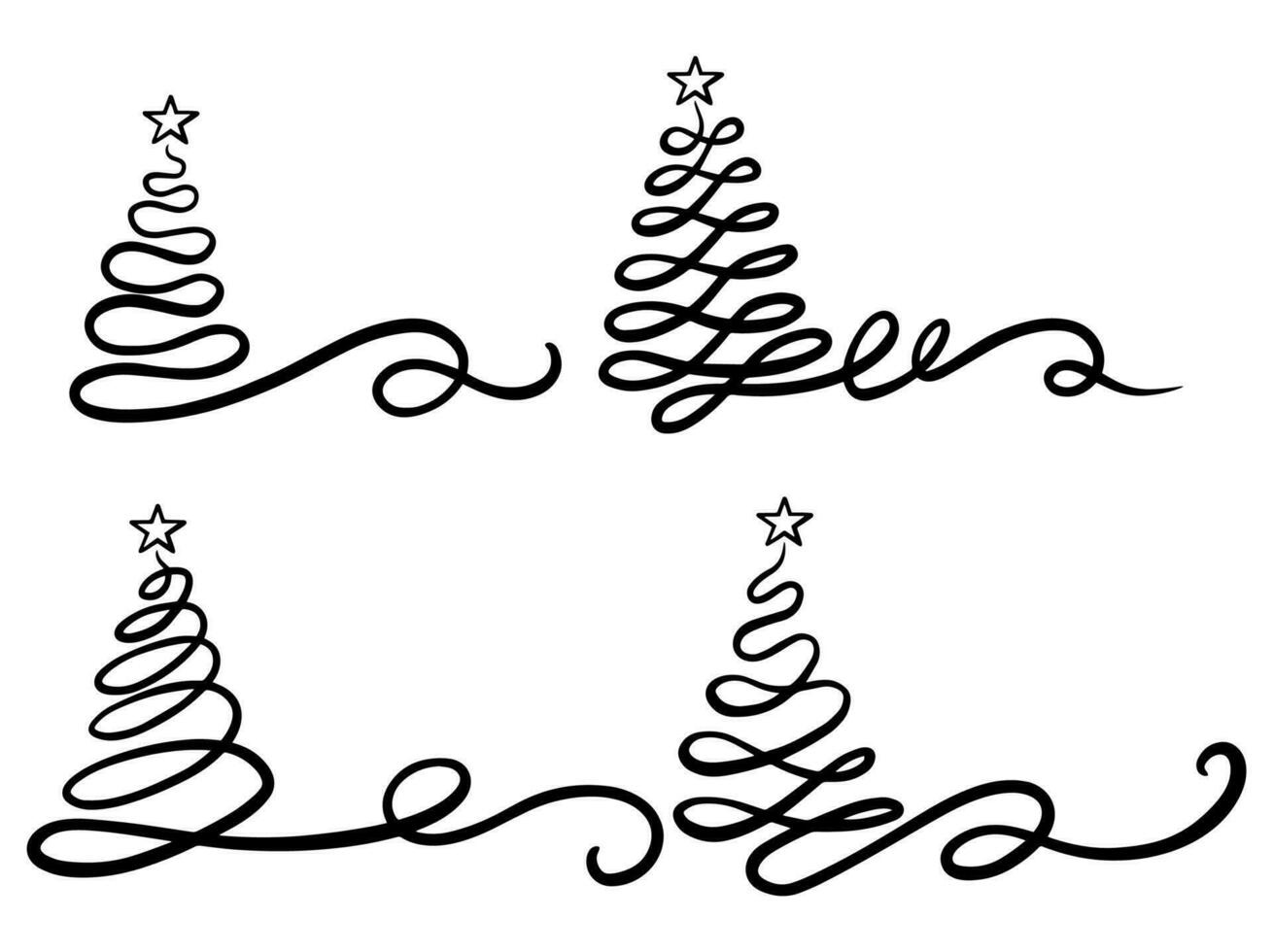 jul träd svart och vit vektor
