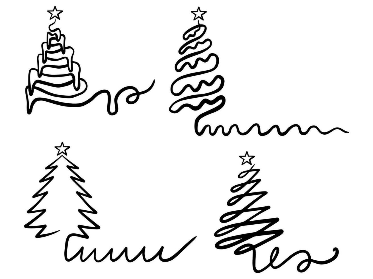 jul träd linje konst vektor