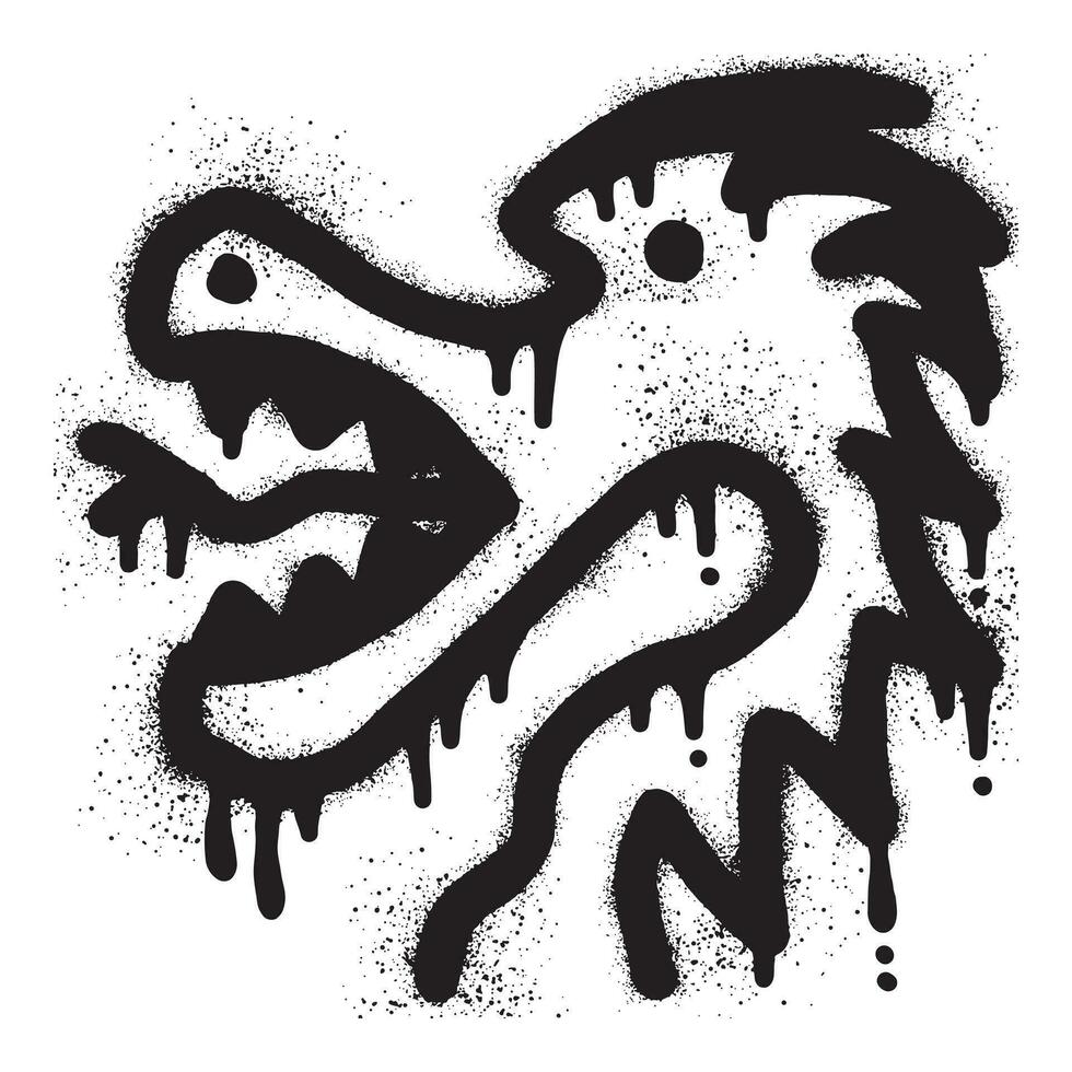 Drachen Kopf Graffiti mit schwarz sprühen Farbe vektor