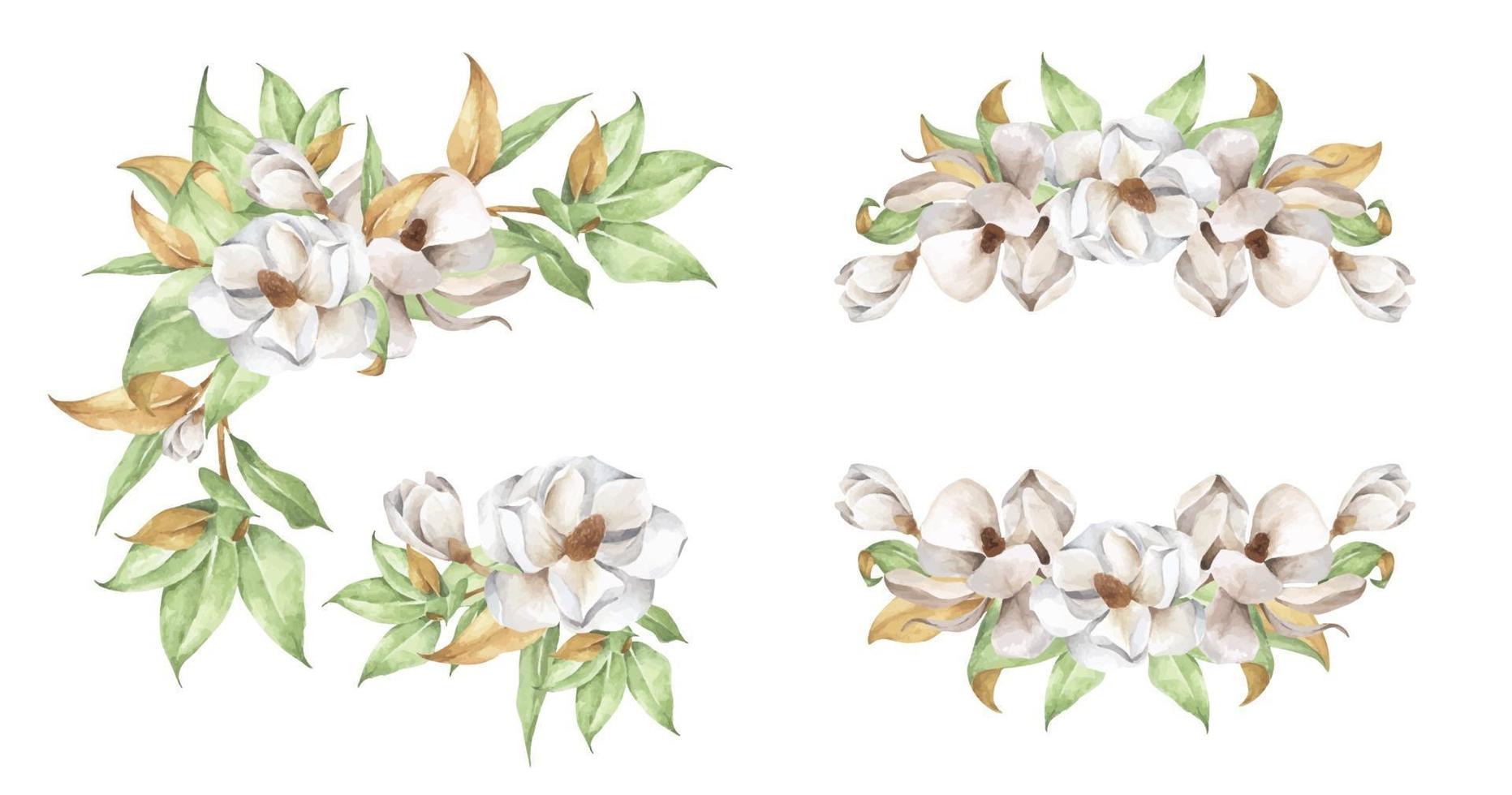 uppsättning blomsterarrangemang. akvarell blommig illustration. vektor