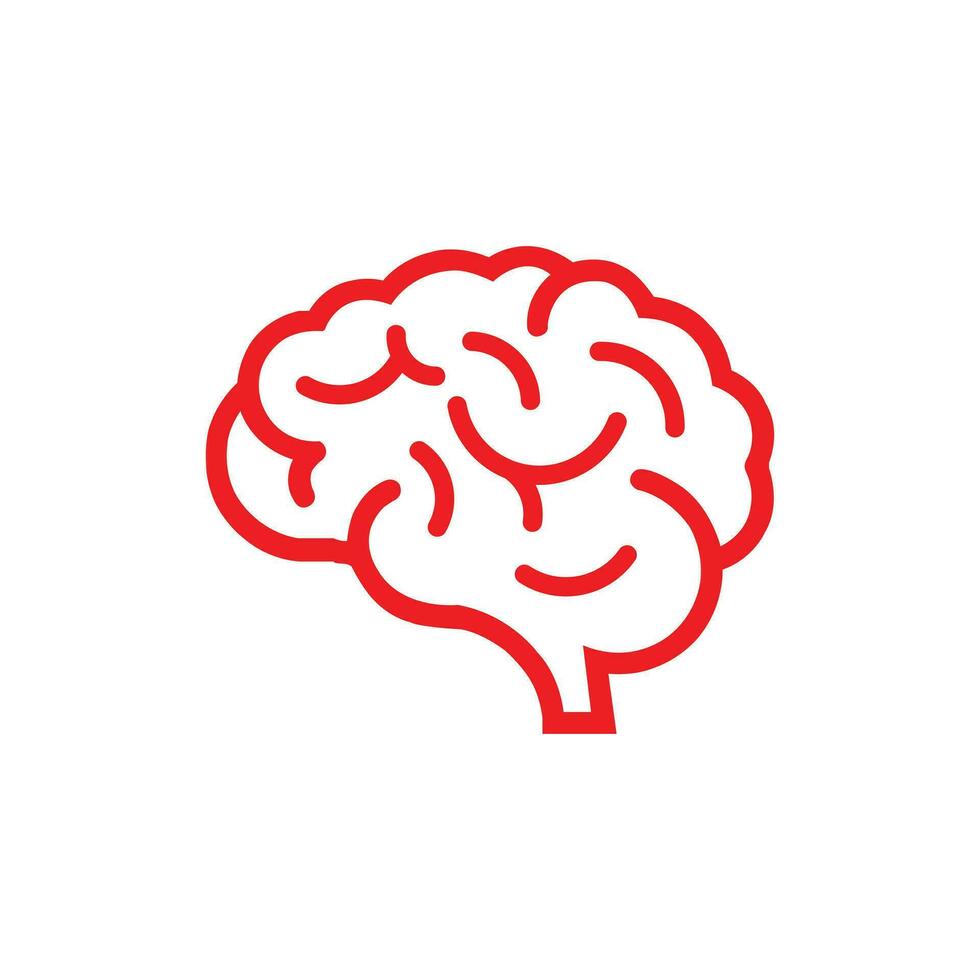 rot Mensch Gehirn medizinisch Linie Kunst Vektor Symbol Illustration isoliert auf Weiß Hintergrund