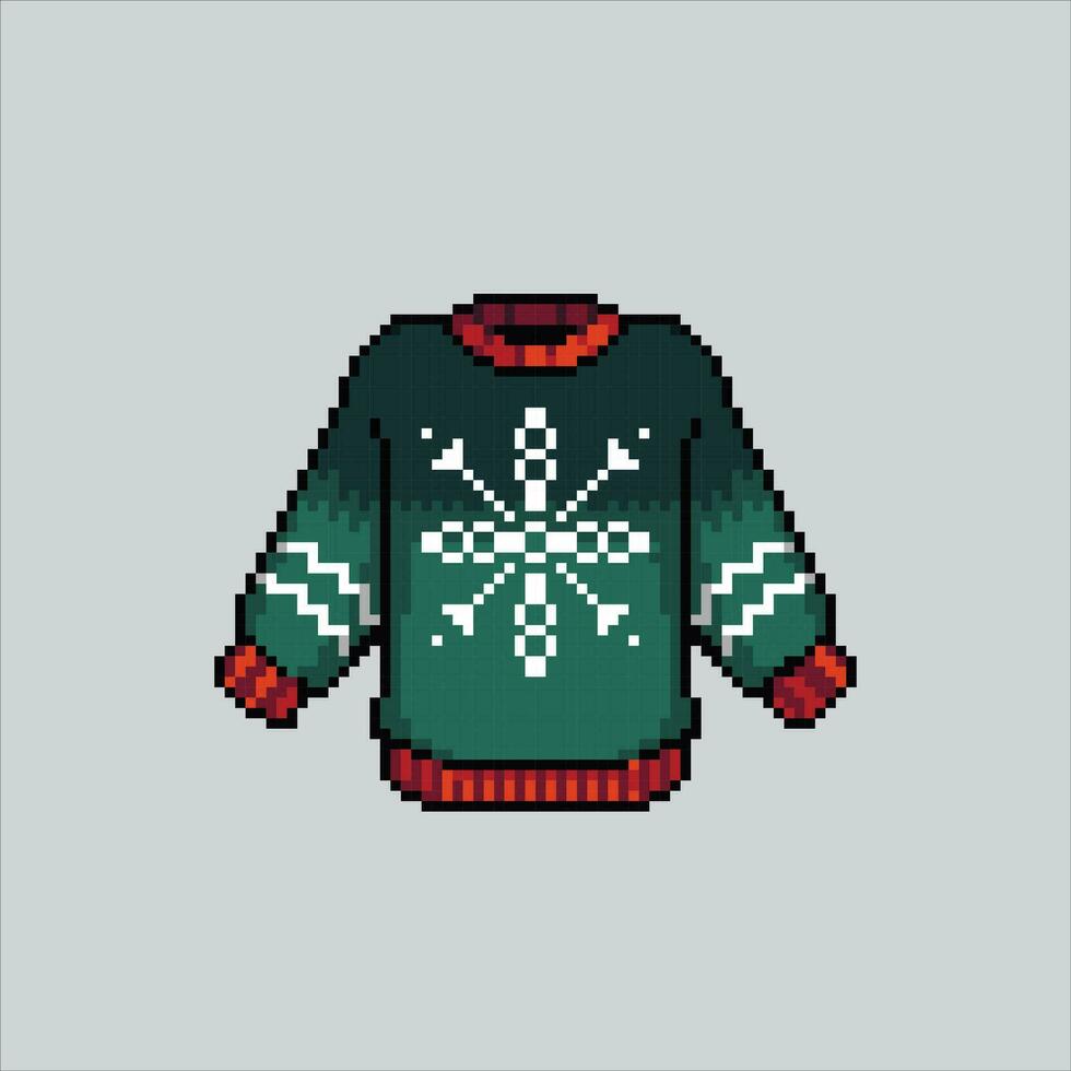 Pixel Kunst Illustration Weihnachten Pullover. pixelig Pullover. Weihnachten gestrickt Sweatshirt pixelig zum das Pixel Kunst Spiel und Symbol zum Webseite und Video Spiel. alt Schule retro. vektor