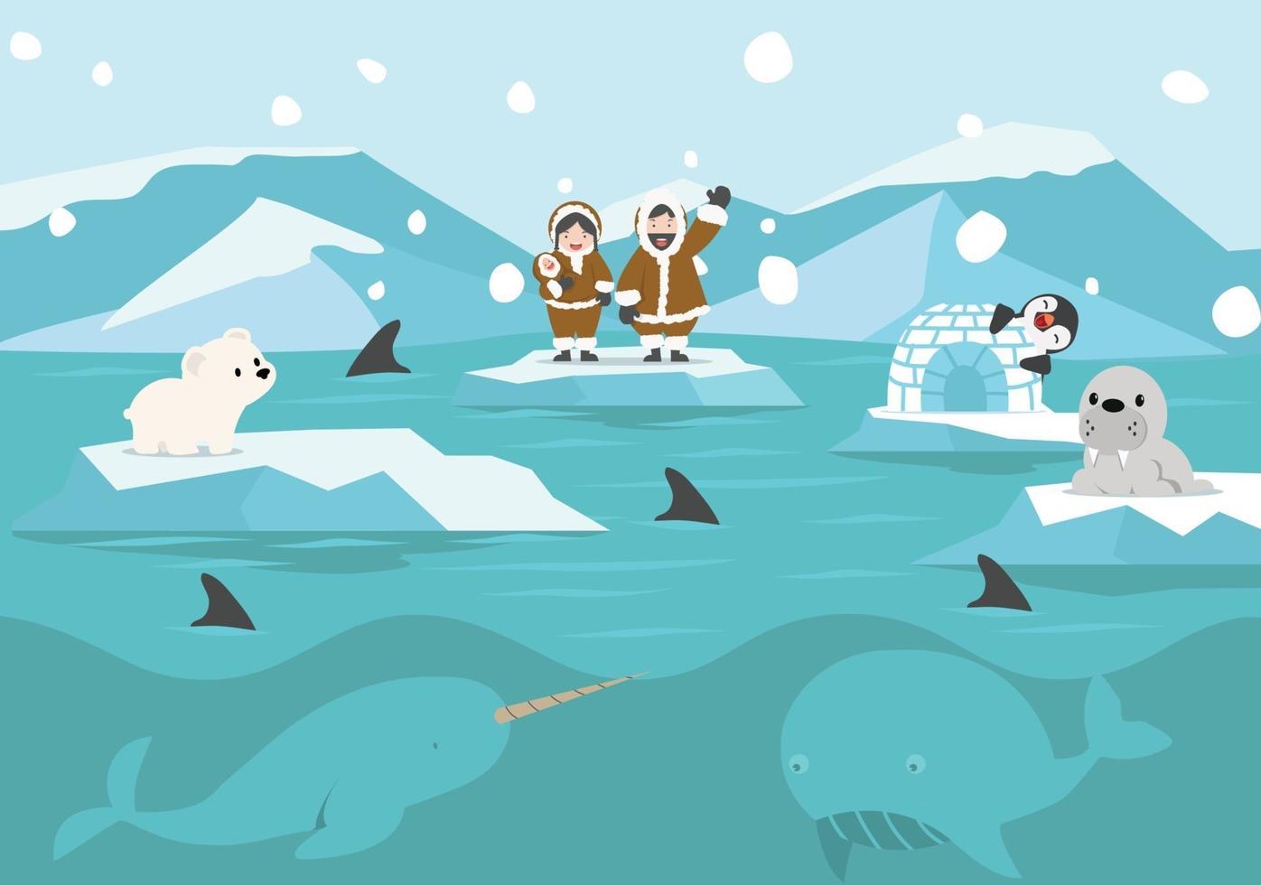 Cartoon Nordpol arktische Landschaft Hintergrund vektor