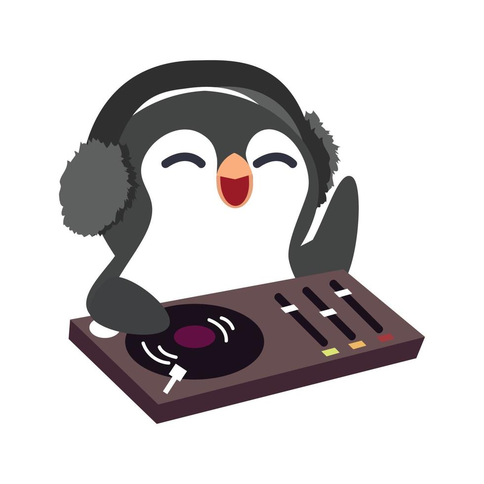 Pinguin mit Discjockey-Cartoon vektor