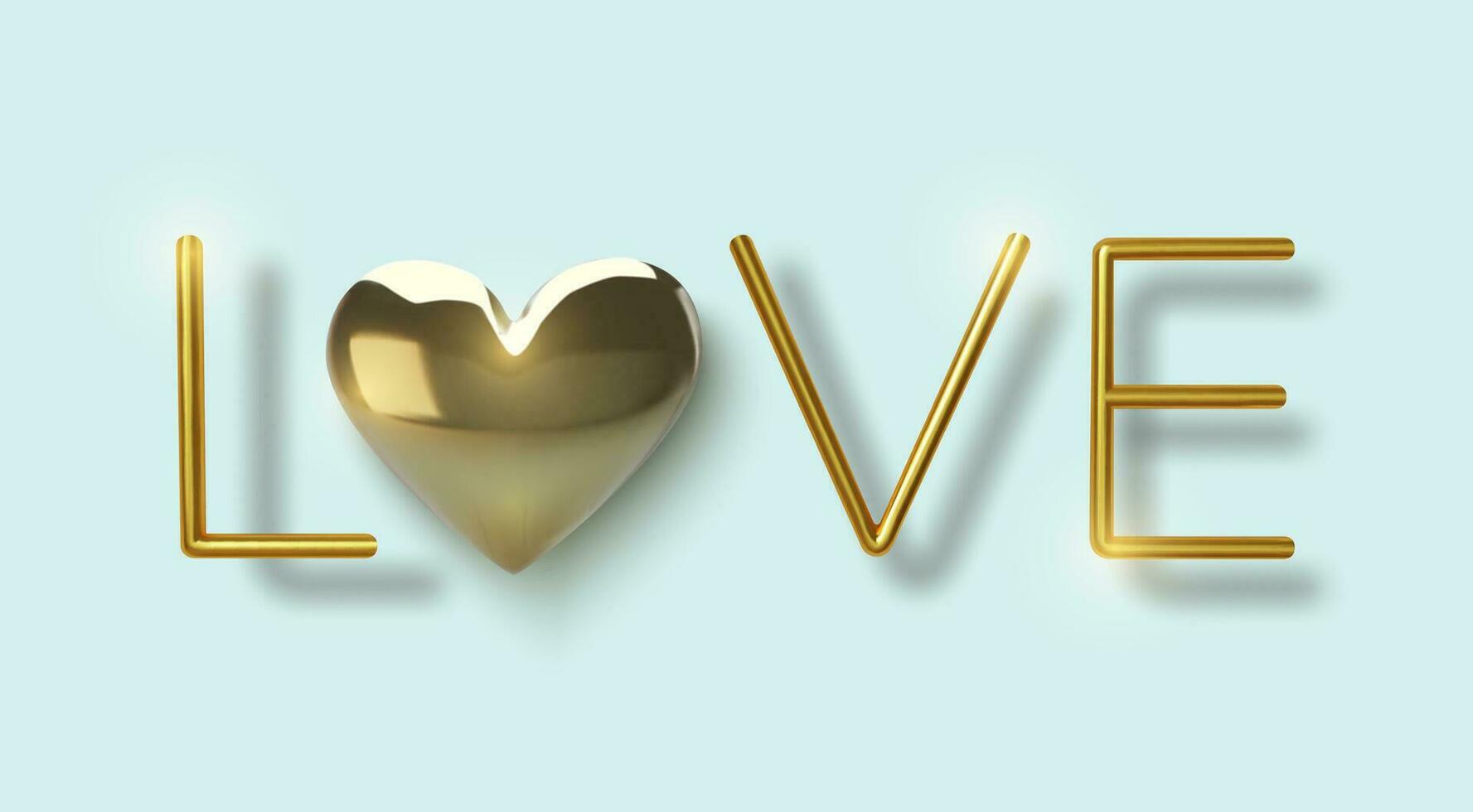 Lycklig valentines dag hälsning kort. realistisk 3d guld metallisk hjärtan och text på blå bakgrund. kärlek och bröllop. mall för Produkter, webb banderoller och flygblad. vektor illustration