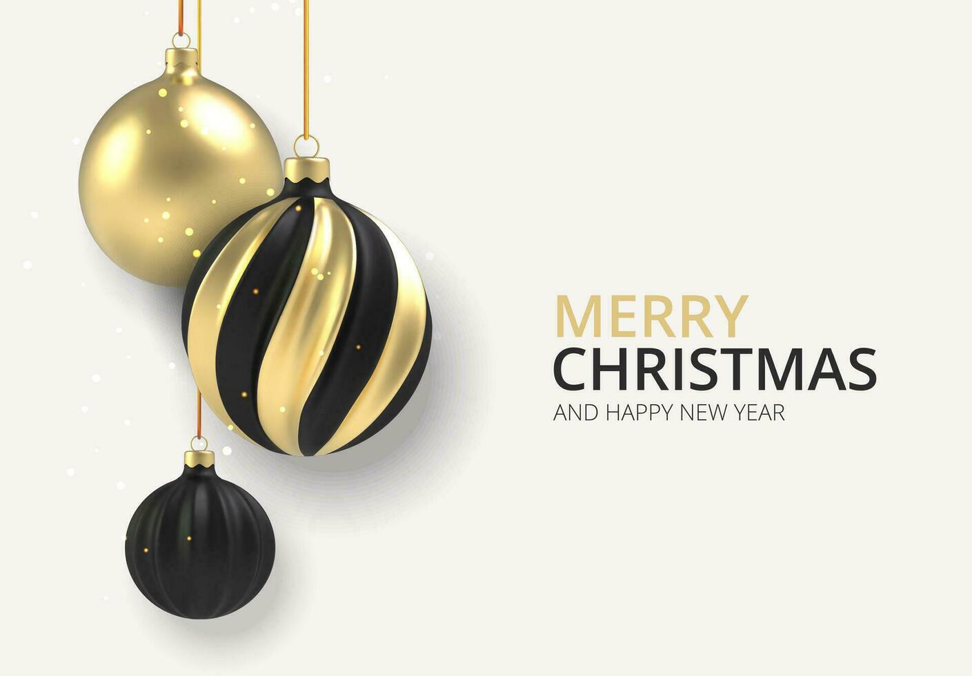 xmas bakgrund guld och svart jul boll i realistisk stil på vit bakgrund. vektor illustration.