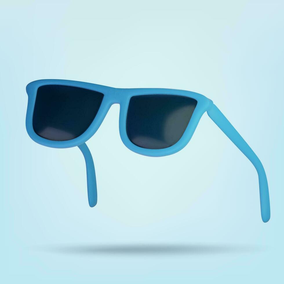 3d Sonnenbrille, realistisch Brille auf Blau Hintergrund. Vektor Illustration.