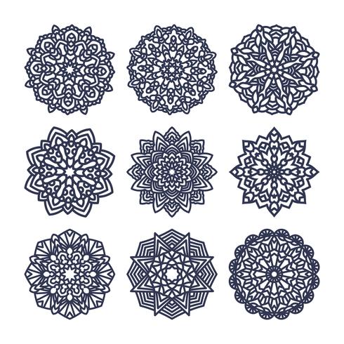 Set av mandalas. Indisk bröllopsmeditation. vektor