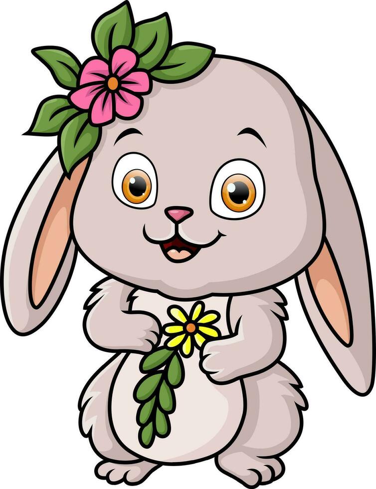 söt kanin tecknad serie på vit bakgrund vektor