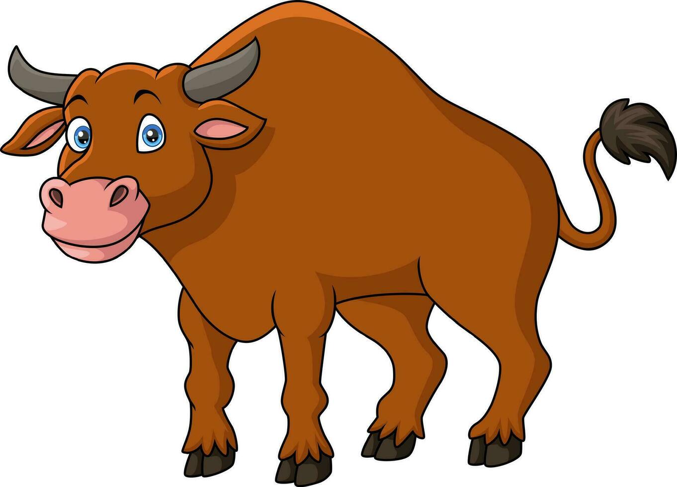 niedlicher Büffel-Cartoon auf weißem Hintergrund vektor