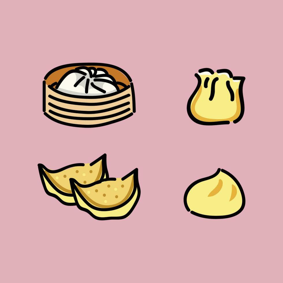 Dimsum Illustration Pack Design Vektor Karikatur