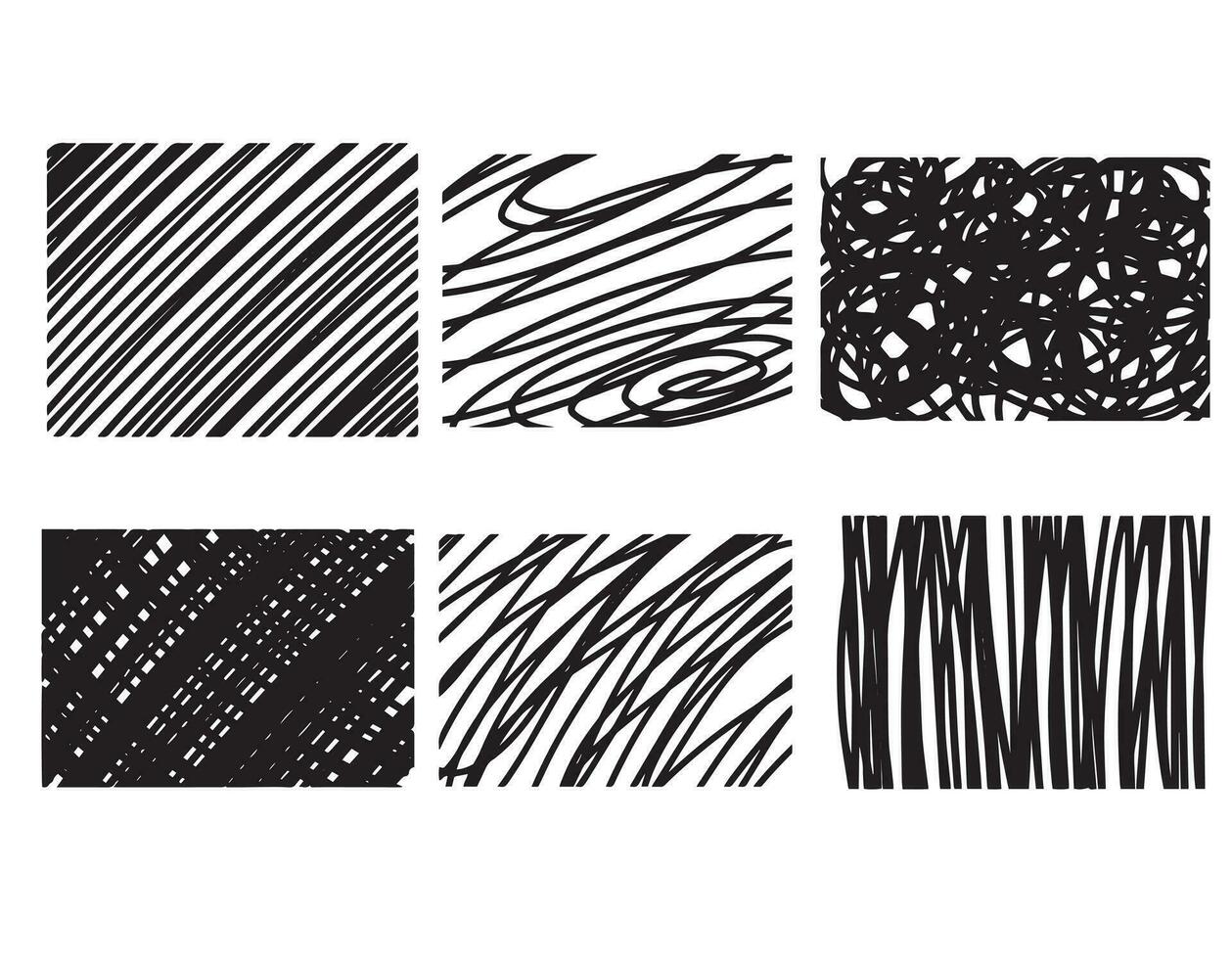 uppsättning av rektanglar skissat med klotter isolerat på vit. klotter stil skisser, klotter svartvit vektor design, svart fläckar, ram för text, vektor.