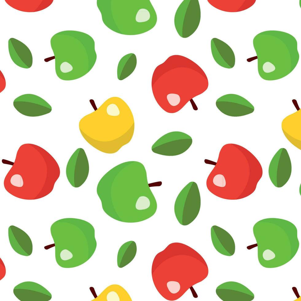 mönster äpplen på en transparent bakgrund i de stil av platt vektor grafik, citron- och grön löv