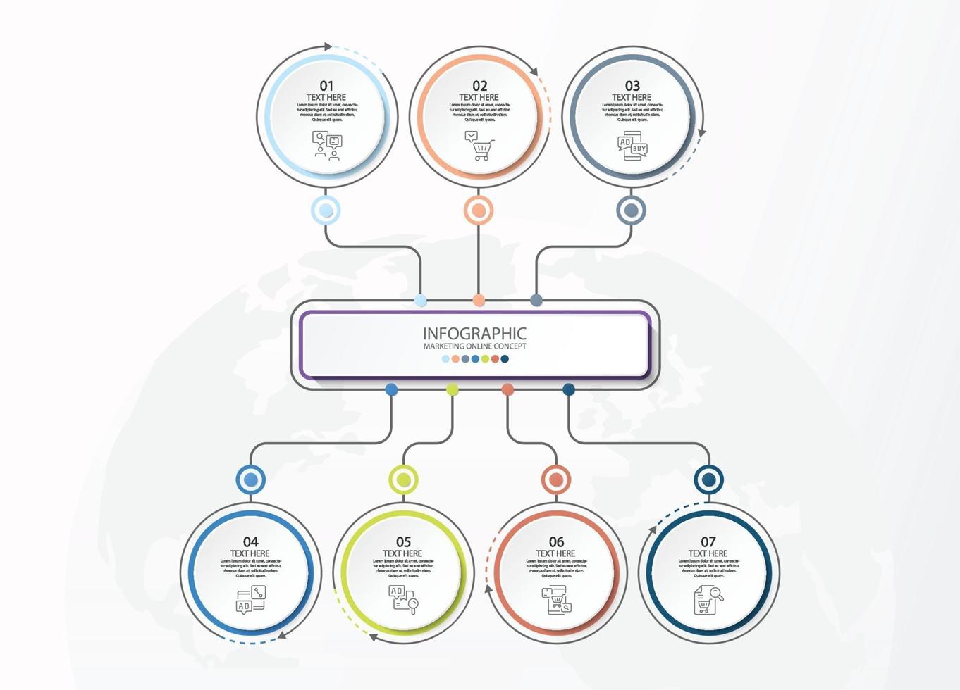 grundlegende Kreis-Infografik-Vorlage mit 7 Schritten, vektor