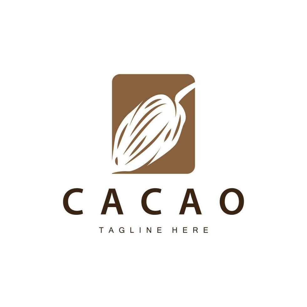 Schokolade Bohne Logo, Schokolade Pflanze Design mit einfach Samen Blatt und Stengel Konzept, zum Geschäft branding vektor