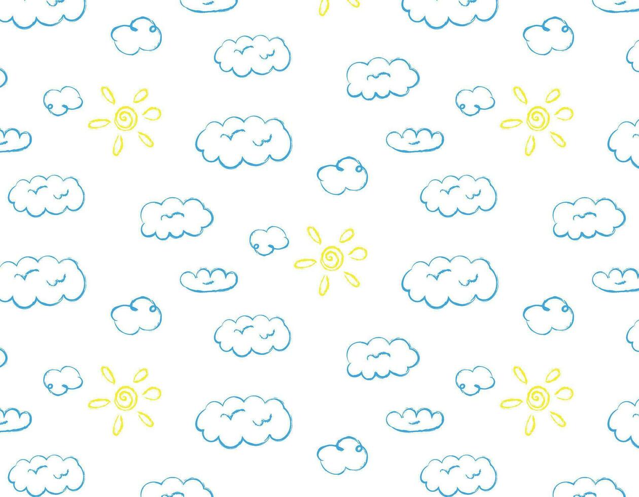 klotter mönster av moln och Sol, på en transparent bakgrund, barns design, element av natur. vektor grafik för skriva ut