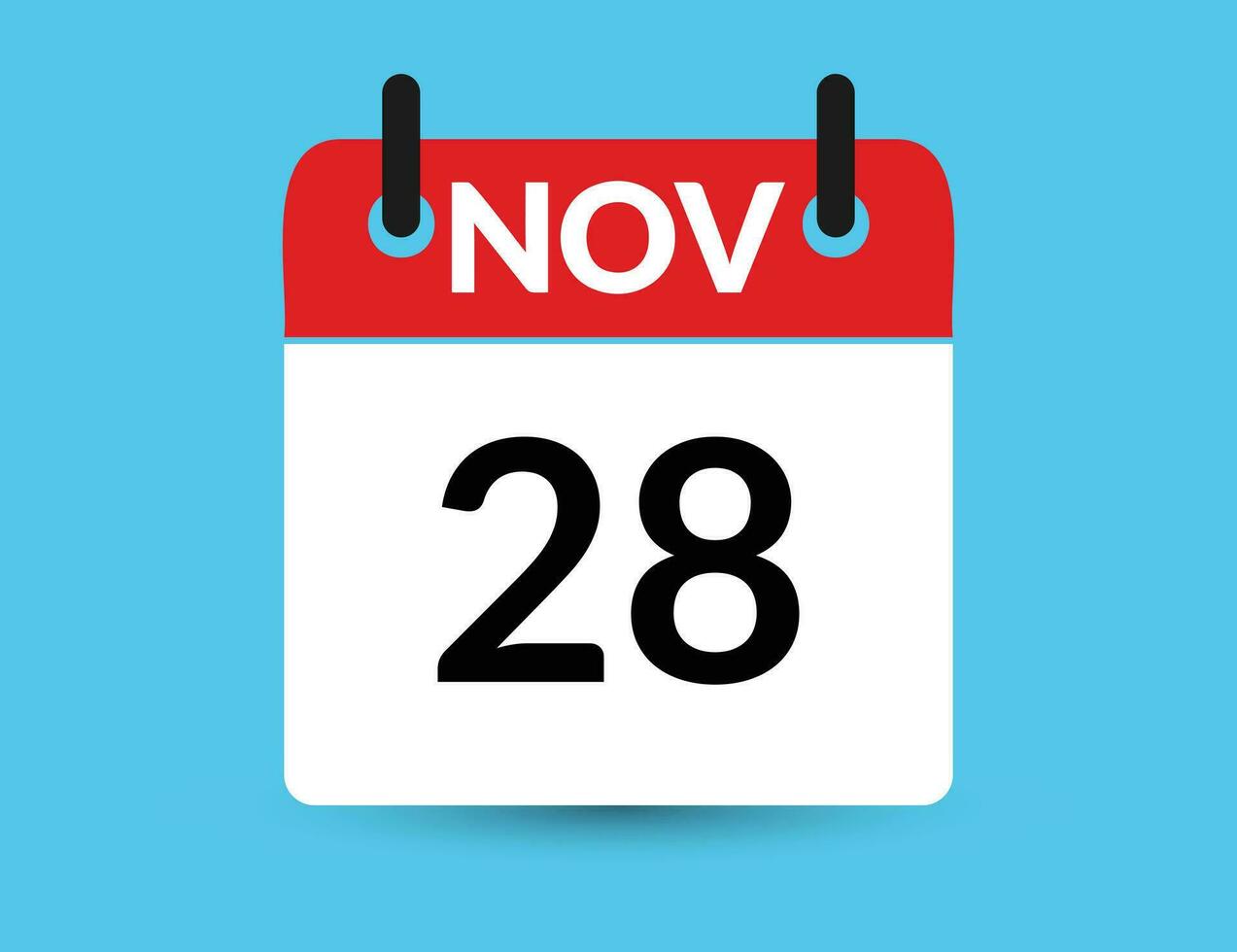 November 28. eben Symbol Kalender isoliert auf Blau Hintergrund. Datum und Monat Vektor Illustration