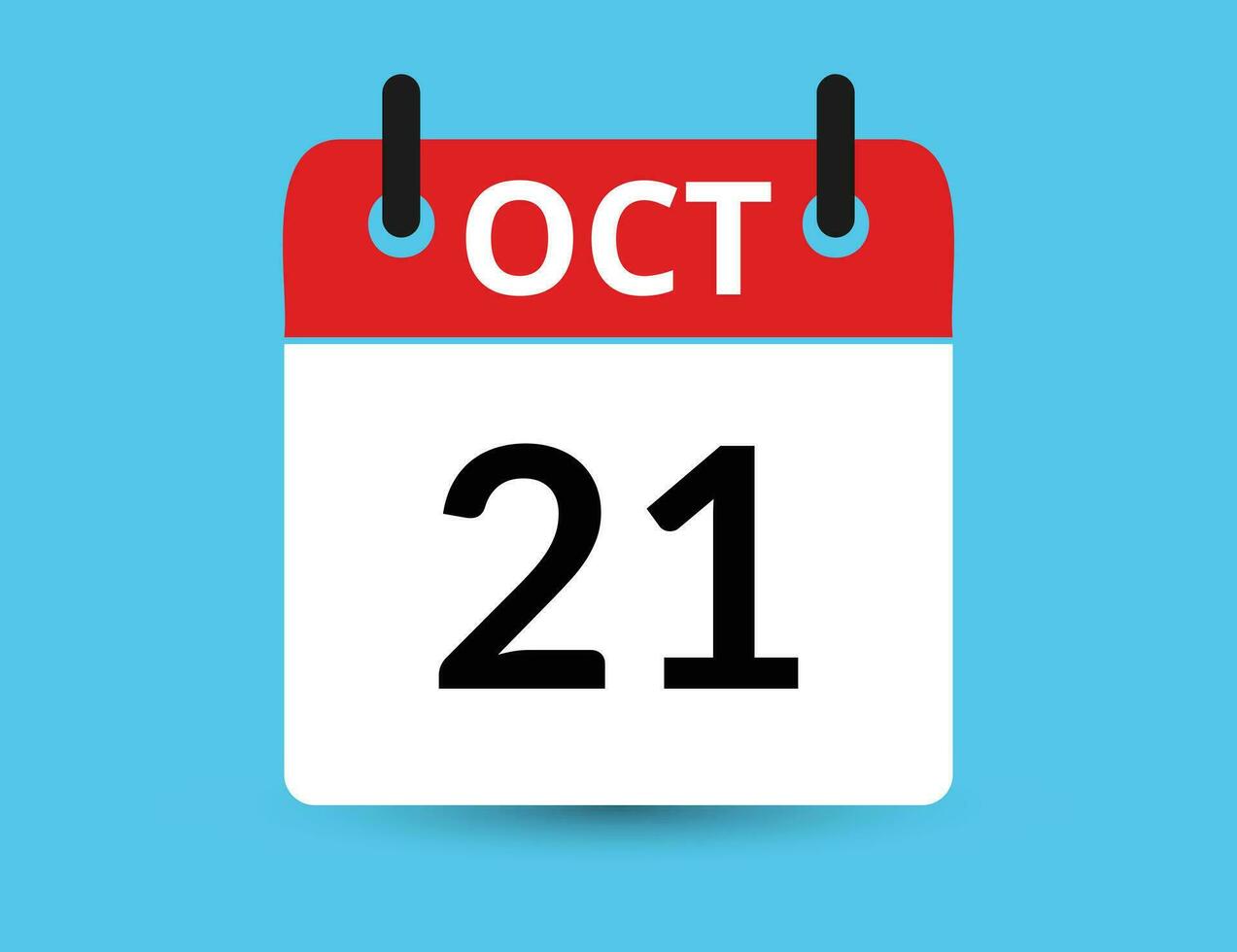 Oktober 21. eben Symbol Kalender isoliert auf Blau Hintergrund. Datum und Monat Vektor Illustration