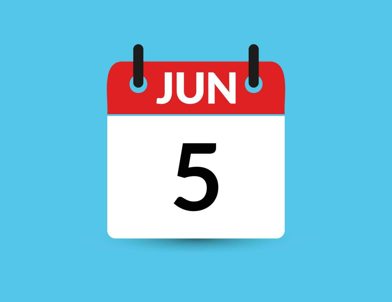 Juni 5. eben Symbol Kalender isoliert auf Blau Hintergrund. Datum und Monat Vektor Illustration
