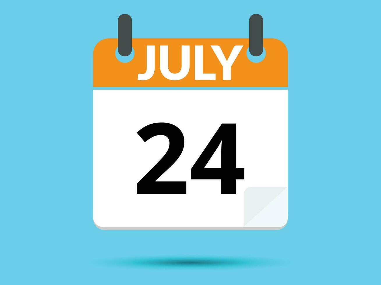 24 juli. platt ikon kalender isolerat på blå bakgrund. vektor illustration.