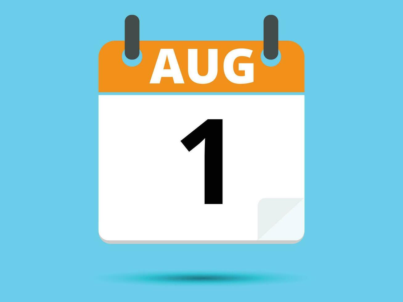 1 augusti. platt ikon kalender isolerat på blå bakgrund. vektor illustration.