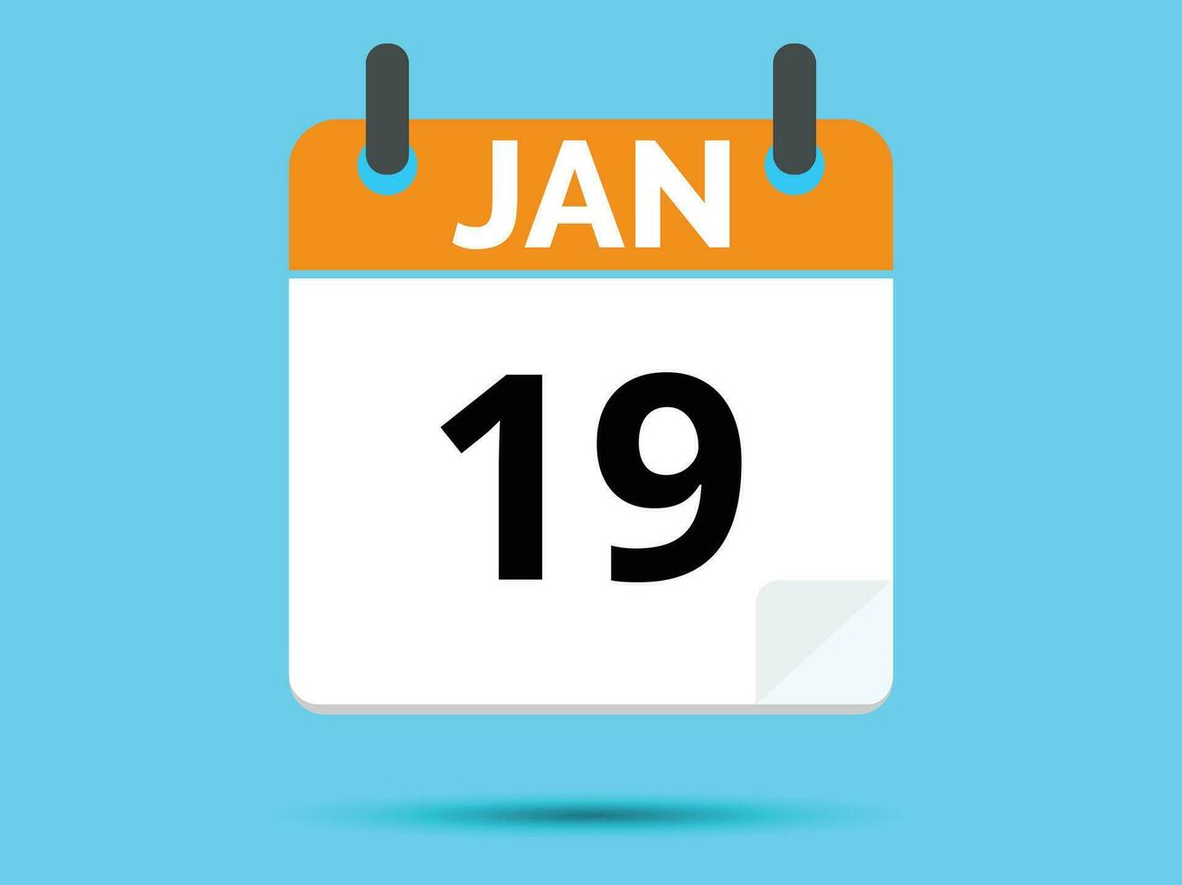 19 januari. platt ikon kalender isolerat på blå bakgrund. vektor illustration.