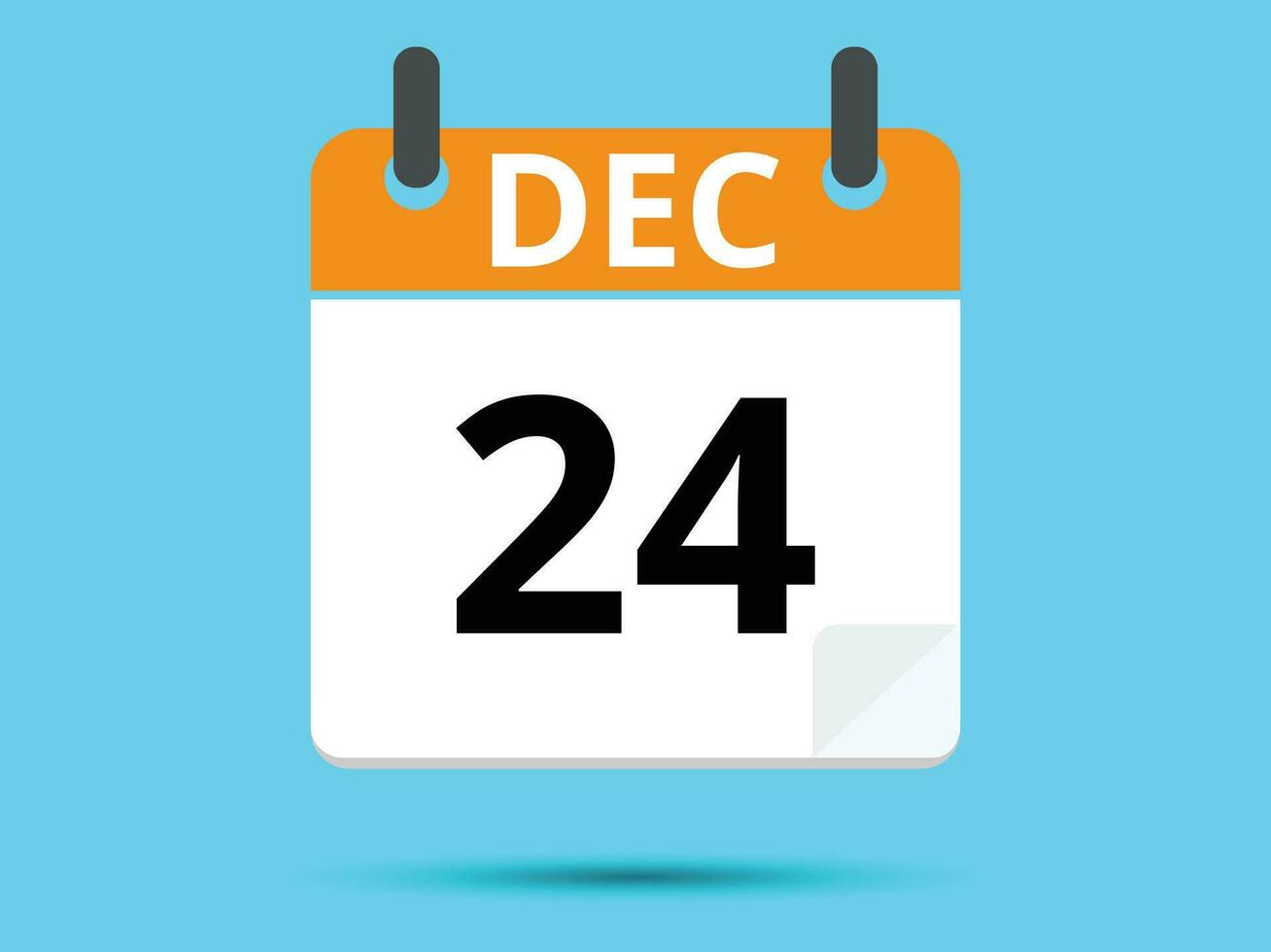 24 december. platt ikon kalender isolerat på blå bakgrund. vektor illustration.