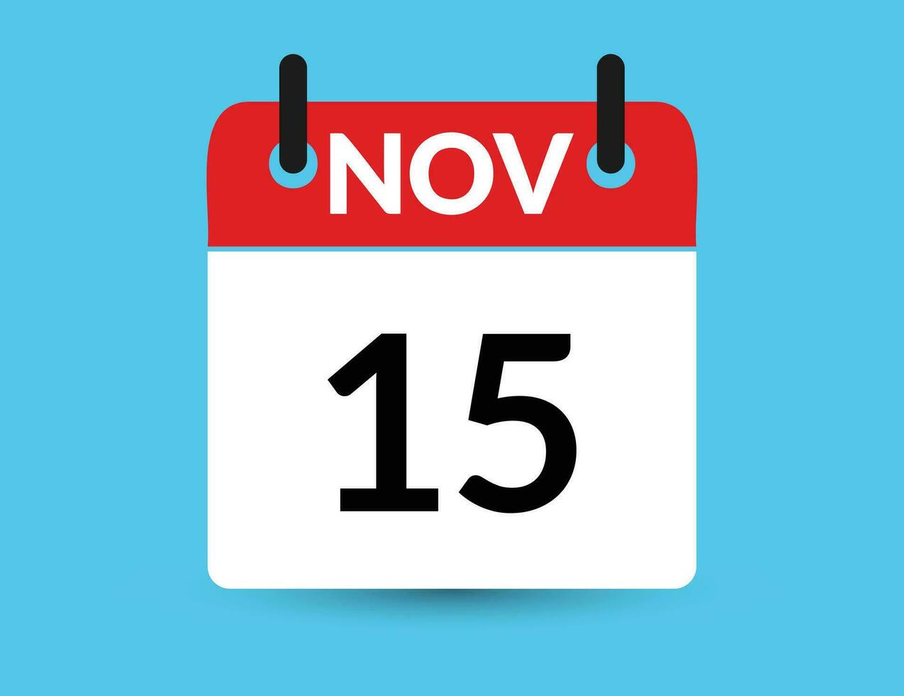 november 15. platt ikon kalender isolerat på blå bakgrund. datum och månad vektor illustration