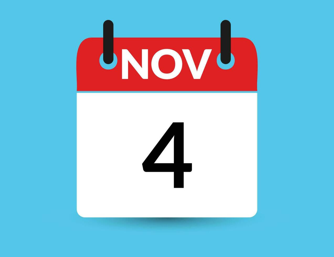 November 4. eben Symbol Kalender isoliert auf Blau Hintergrund. Datum und Monat Vektor Illustration