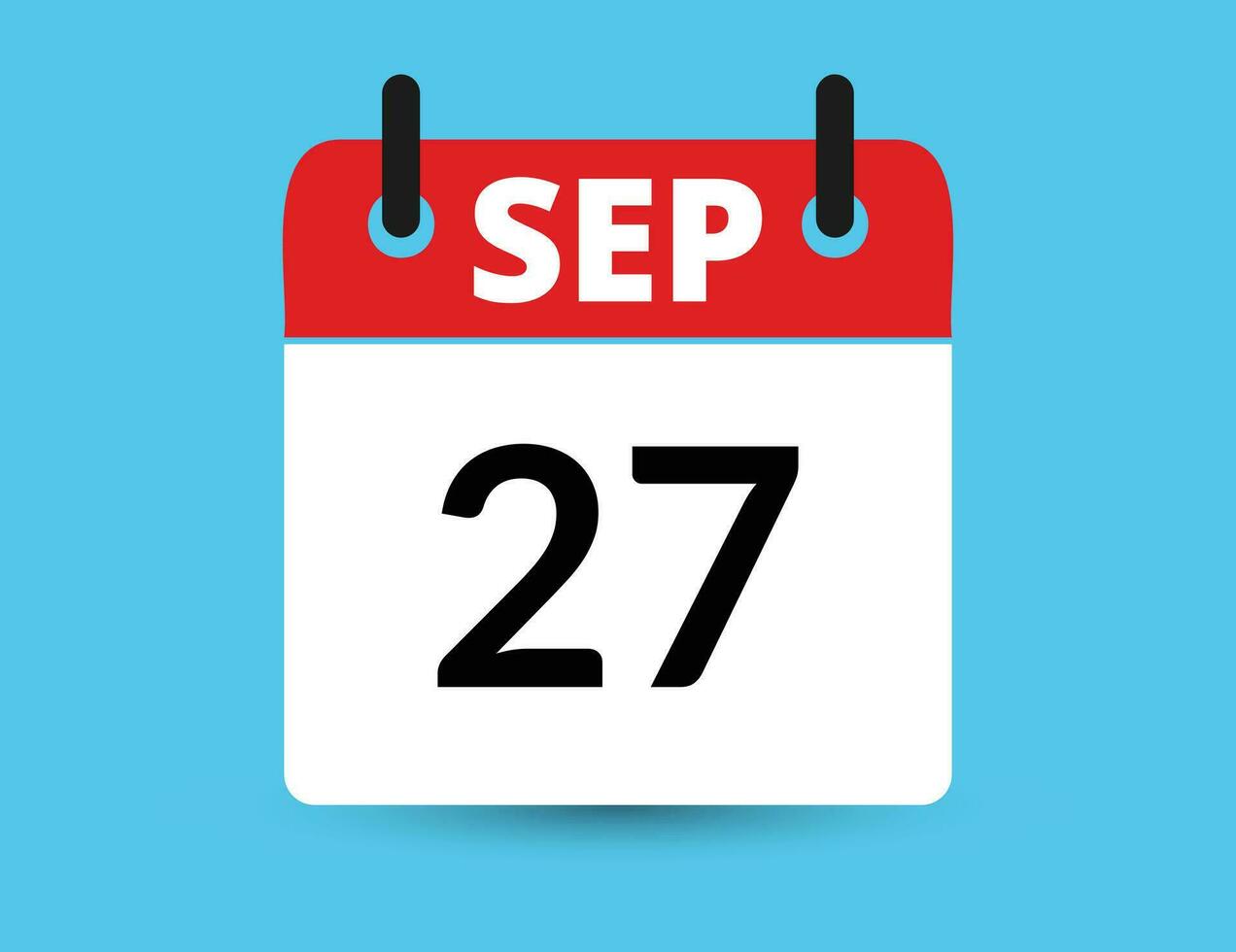 September 27. eben Symbol Kalender isoliert auf Blau Hintergrund. Datum und Monat Vektor Illustration