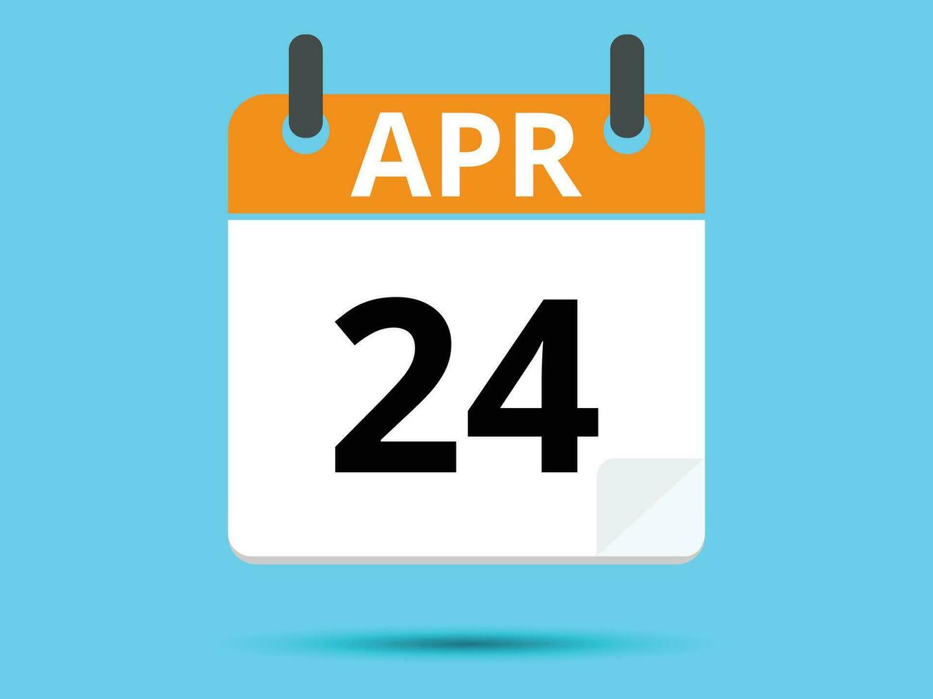 24 april. platt ikon kalender isolerat på blå bakgrund. vektor illustration.