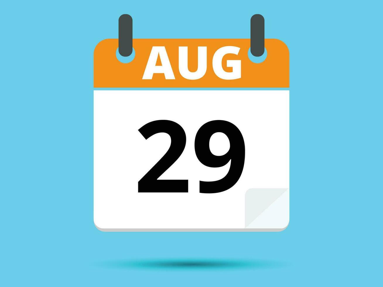 29 augusti. platt ikon kalender isolerat på blå bakgrund. vektor illustration.
