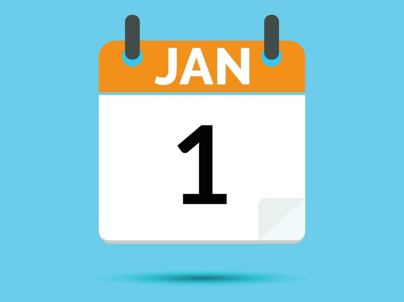 1 Januar. eben Symbol Kalender isoliert auf Blau Hintergrund. Vektor Illustration