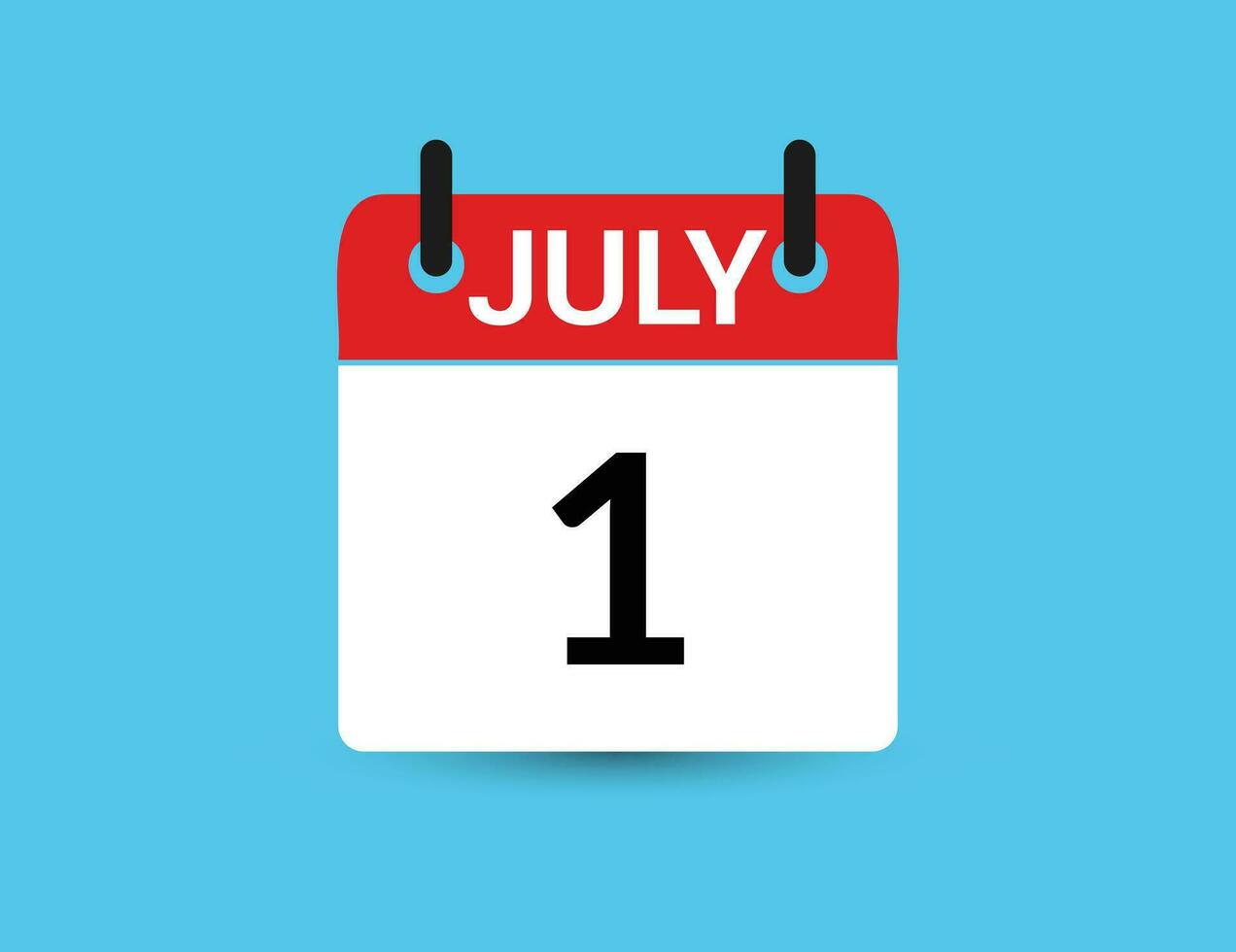 juli 1. platt ikon kalender isolerat på blå bakgrund. datum och månad vektor illustration