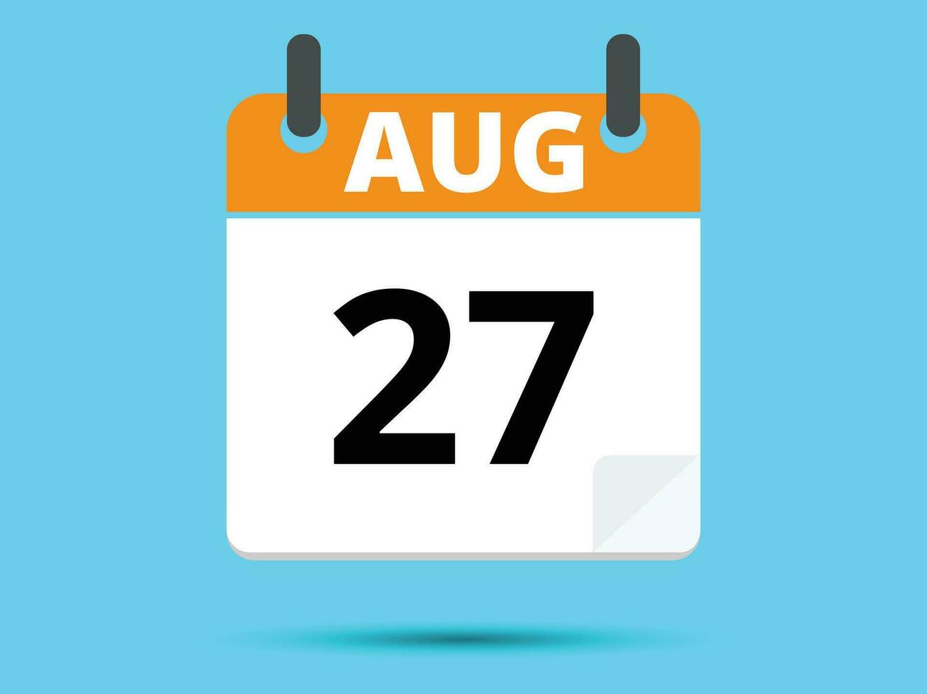 27 augusti. platt ikon kalender isolerat på blå bakgrund. vektor illustration.