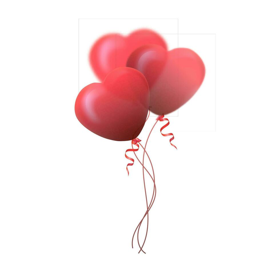 glücklich Valentinsgrüße Tag Gruß Karte. 3d rot und Rosa Ballon im bilden von Herz. Vektor Illustration