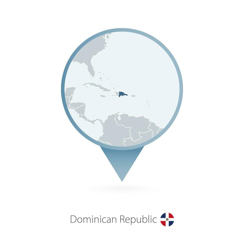 Karta stift med detaljerad Karta av Dominikanska republik och angränsande länder. vektor