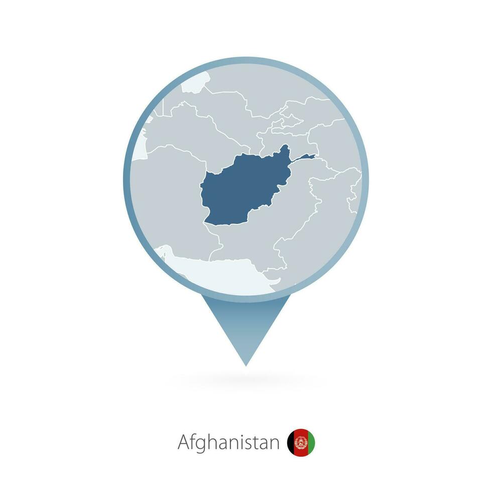 Karta stift med detaljerad Karta av afghanistan och angränsande länder. vektor