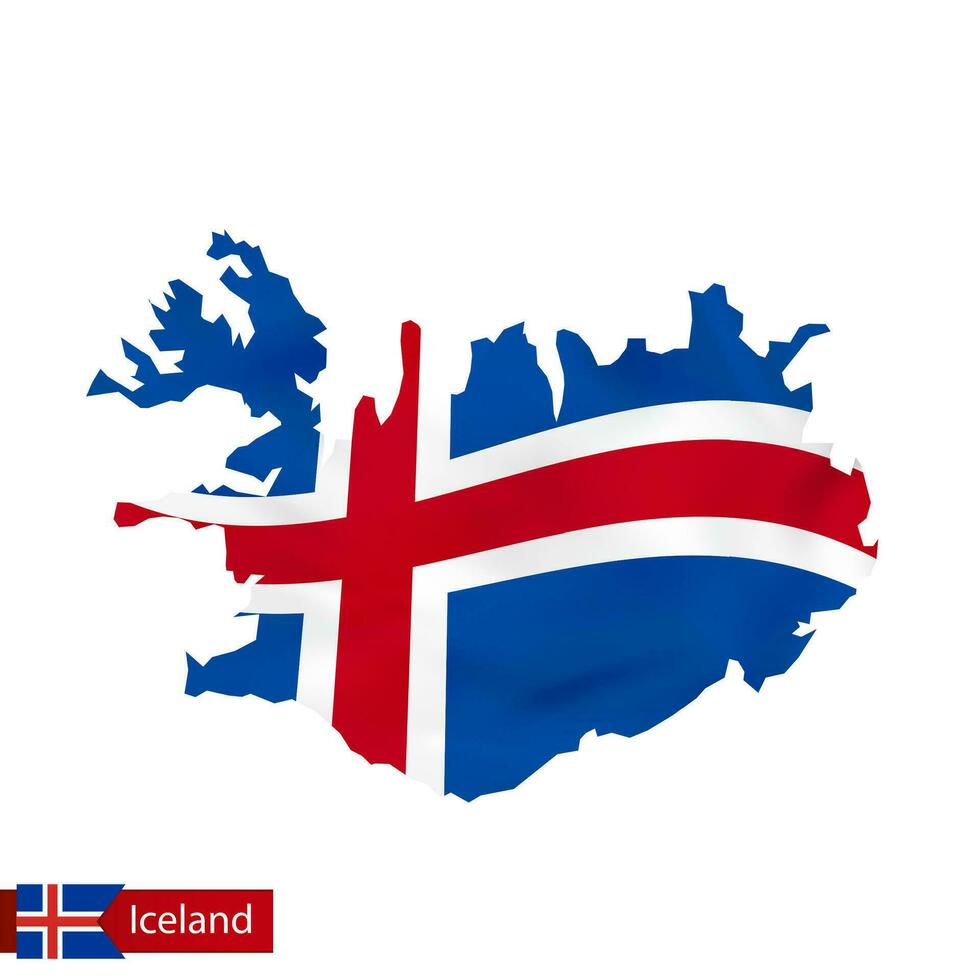 Island Karte mit winken Flagge von Island. vektor