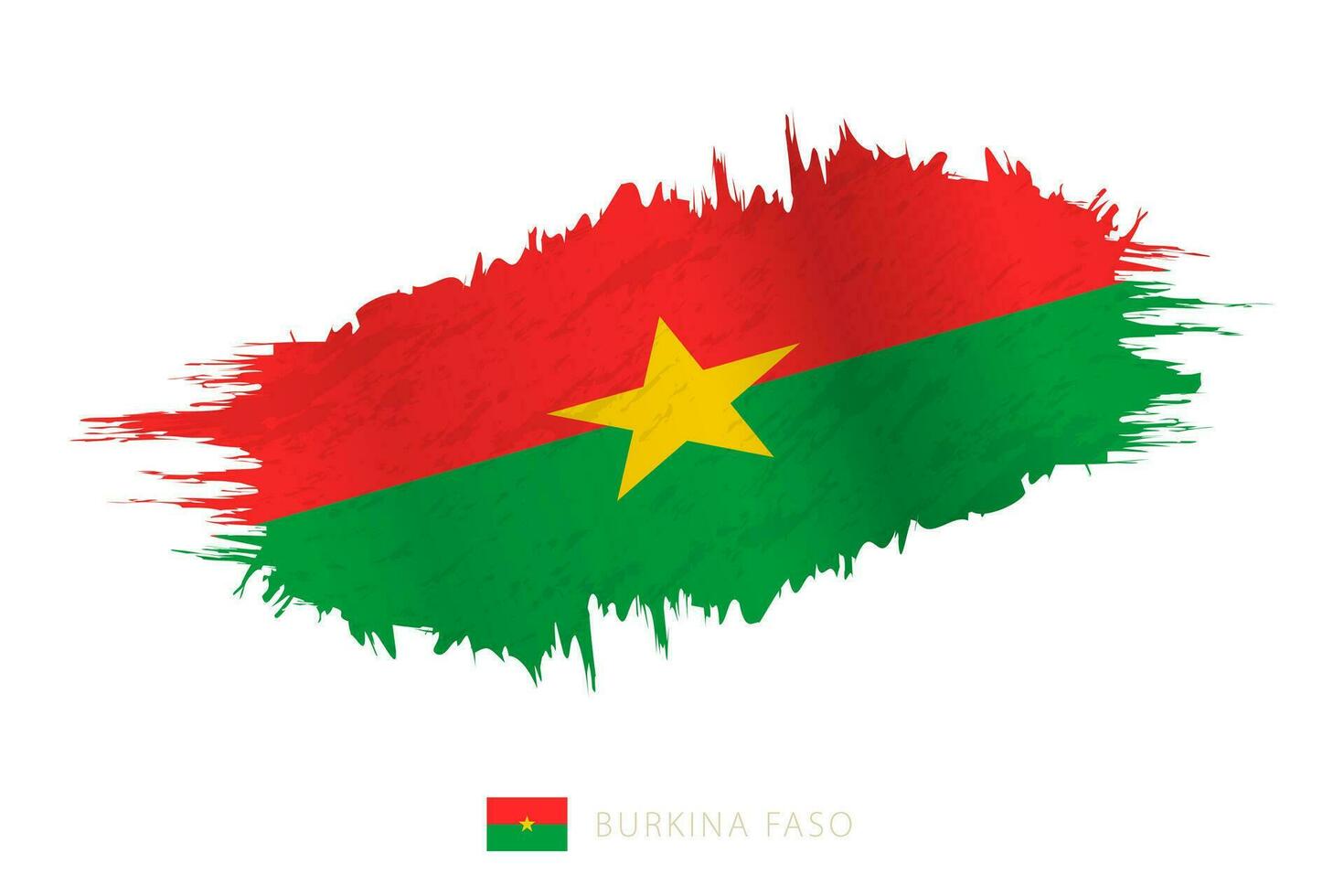 målad penseldrag flagga av Burkina faso med vinka effekt. vektor