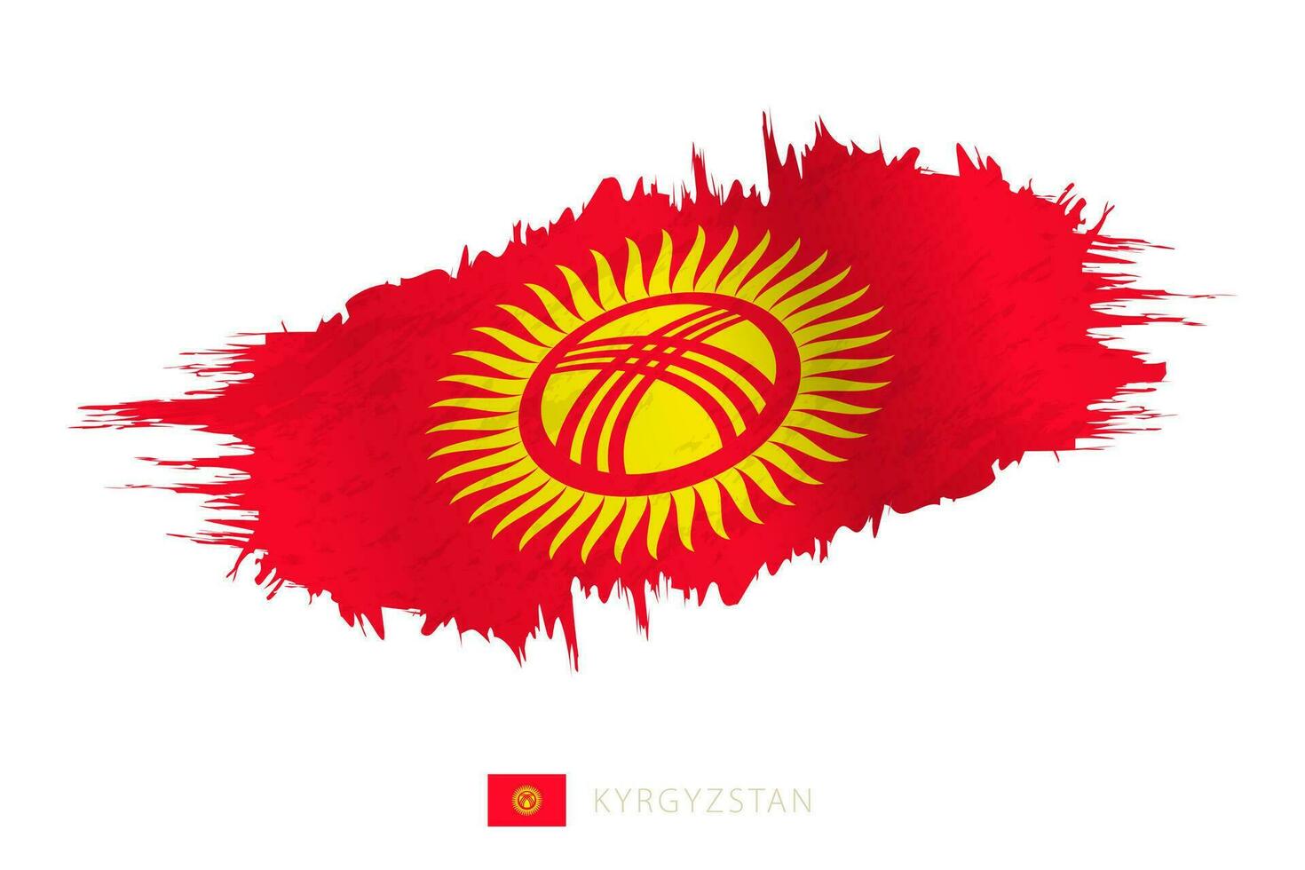 målad penseldrag flagga av kyrgyzstan med vinka effekt. vektor