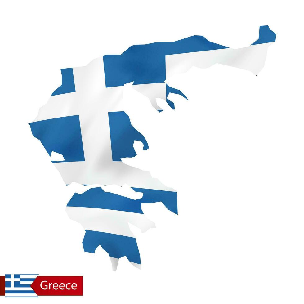 grekland Karta med vinka flagga av grekland. vektor