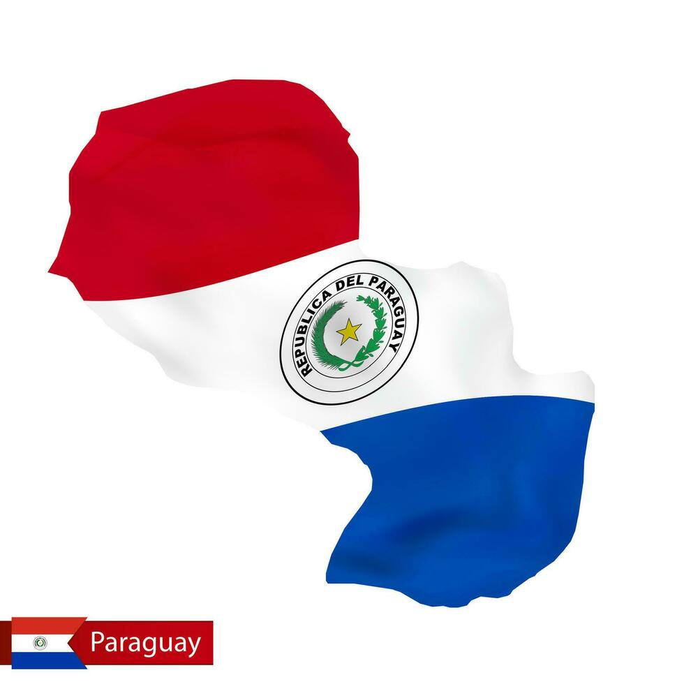 paraguay Karta med vinka flagga av Land. vektor