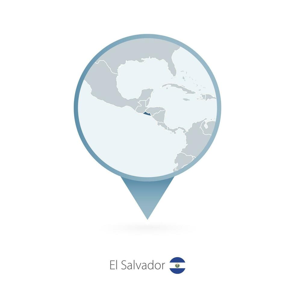 Karte Stift mit detailliert Karte von el Salvador und benachbart Länder. vektor